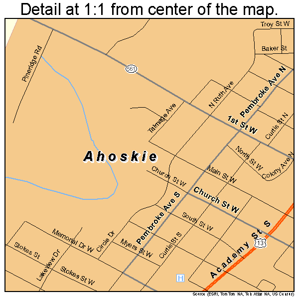 Ahoskie, North Carolina road map detail