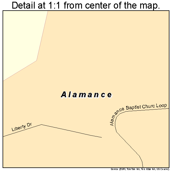 Alamance, North Carolina road map detail