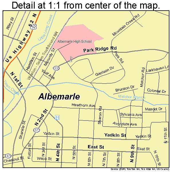 Albemarle, North Carolina road map detail