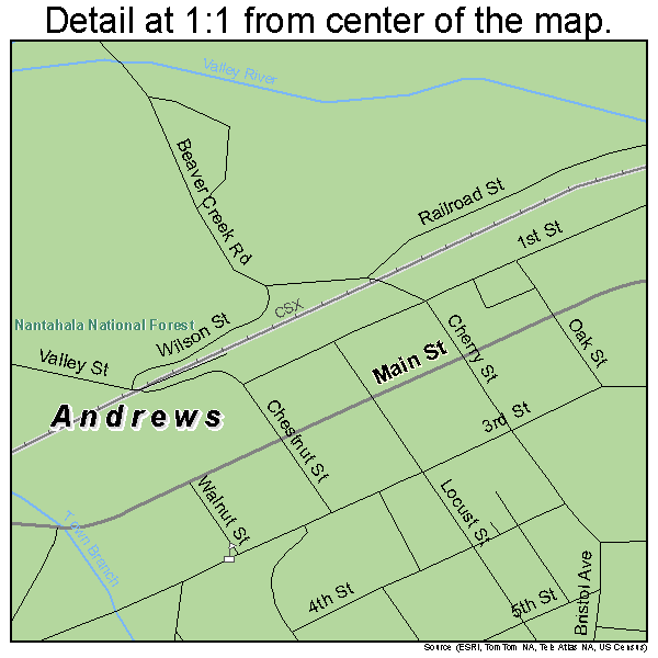 Andrews, North Carolina road map detail