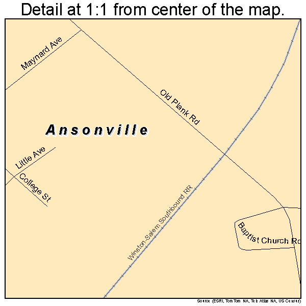 Ansonville, North Carolina road map detail