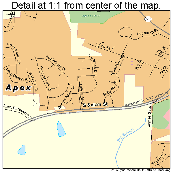 Apex, North Carolina road map detail