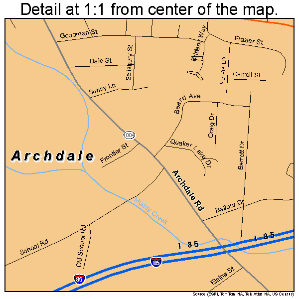 Archdale, North Carolina road map detail