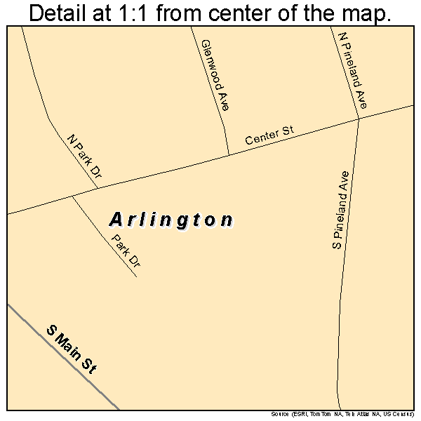 Arlington, North Carolina road map detail