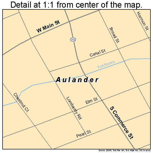 Aulander, North Carolina road map detail