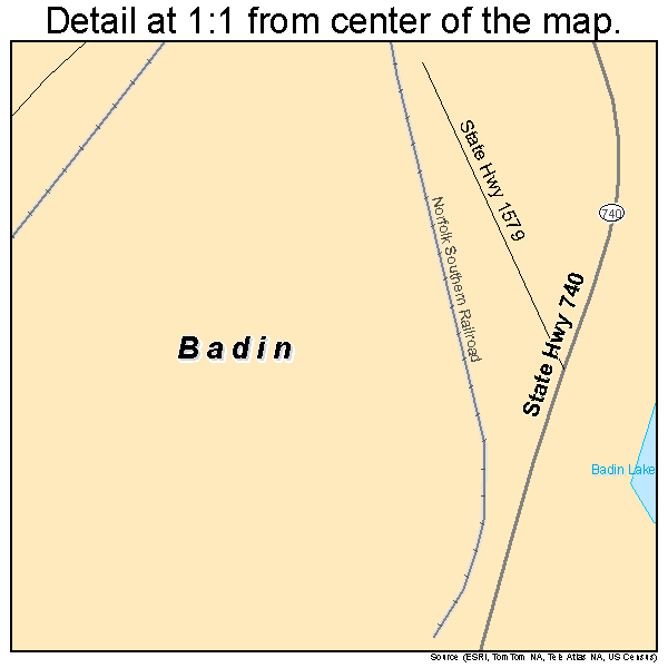 Badin, North Carolina road map detail