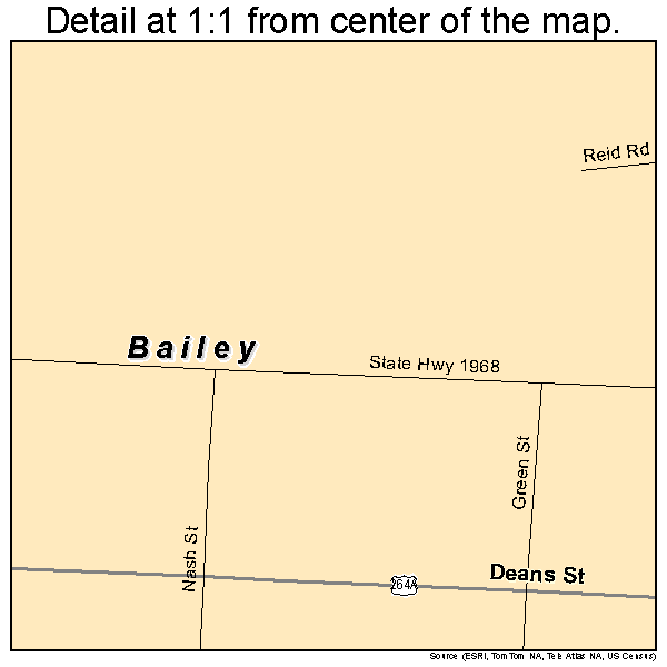 Bailey, North Carolina road map detail