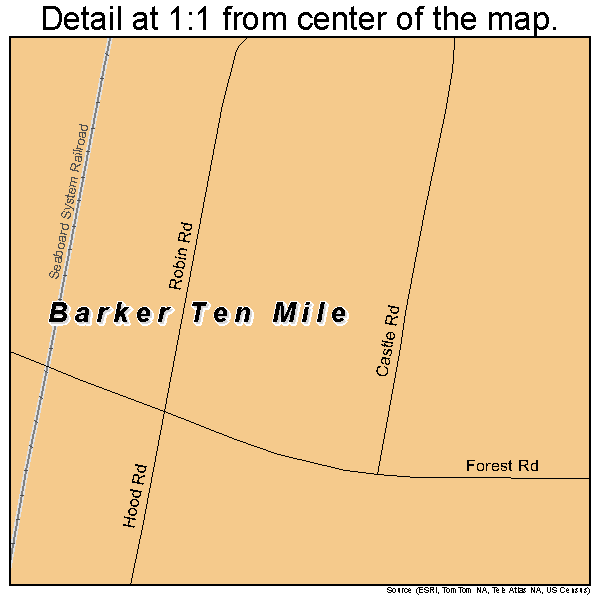 Barker Ten Mile, North Carolina road map detail