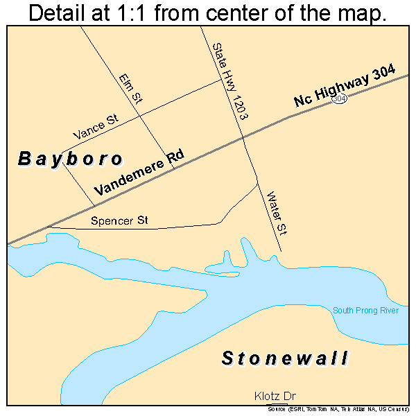 Bayboro, North Carolina road map detail