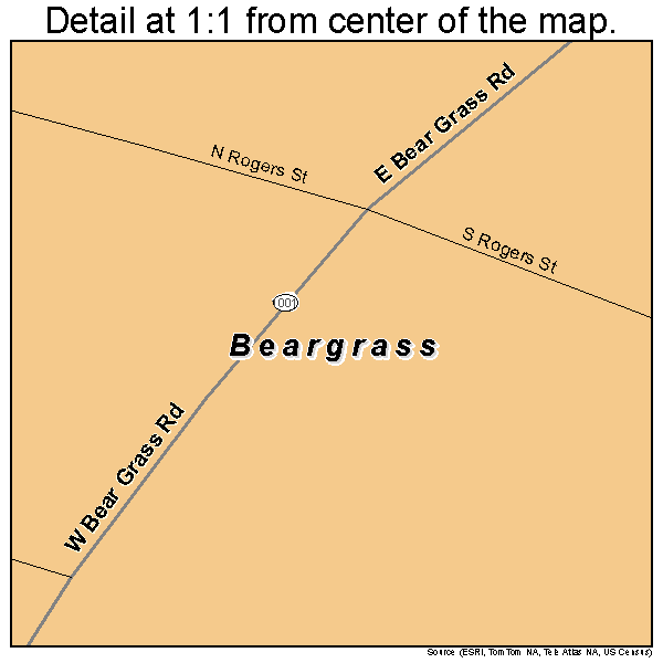 Beargrass, North Carolina road map detail