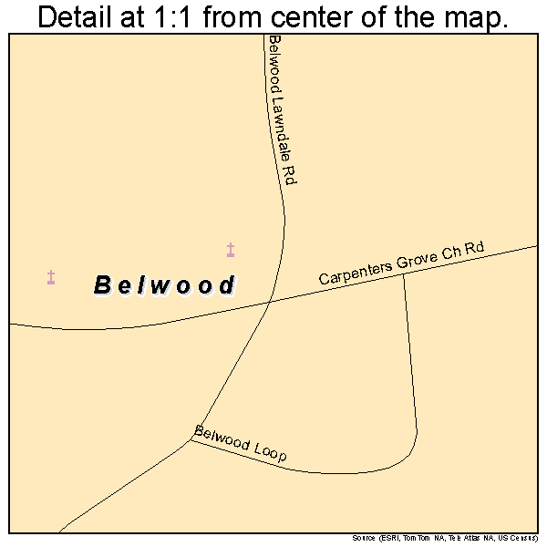 Belwood, North Carolina road map detail