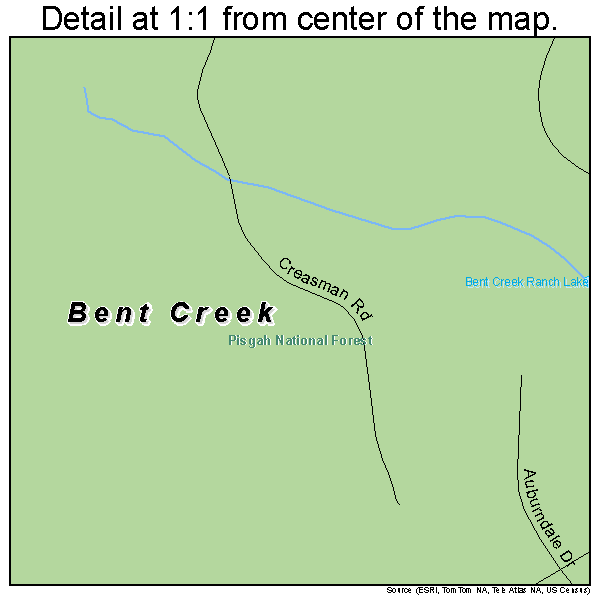Bent Creek, North Carolina road map detail