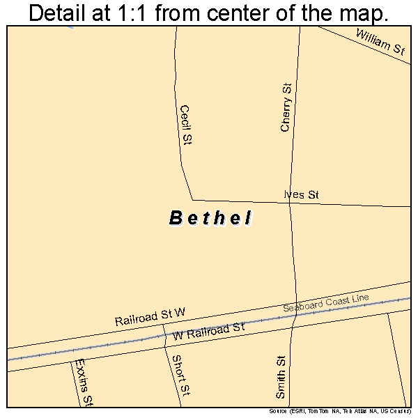 Bethel, North Carolina road map detail