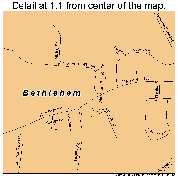 Bethlehem, North Carolina road map detail