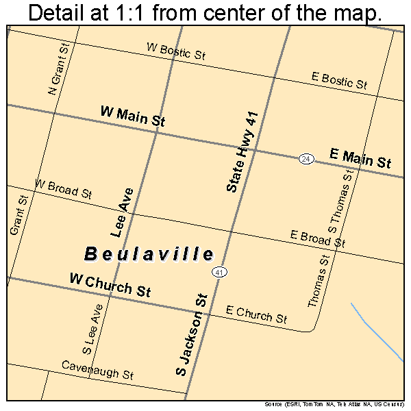 Beulaville, North Carolina road map detail
