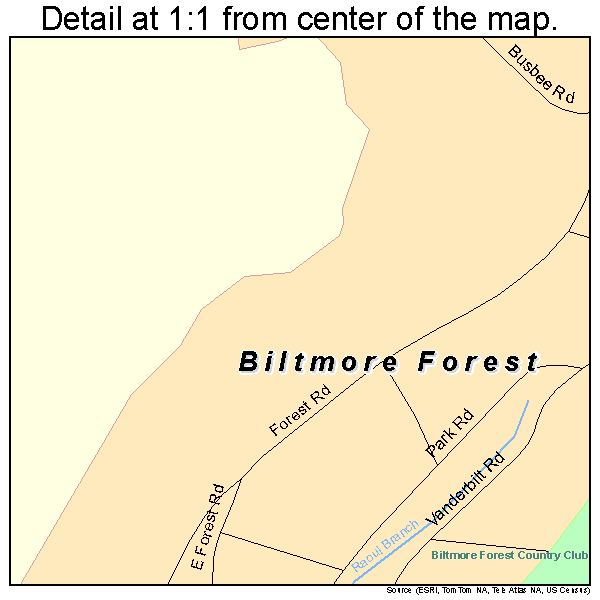 Biltmore Forest, North Carolina road map detail