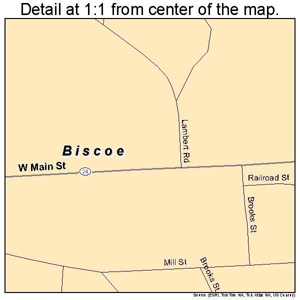 Biscoe, North Carolina road map detail