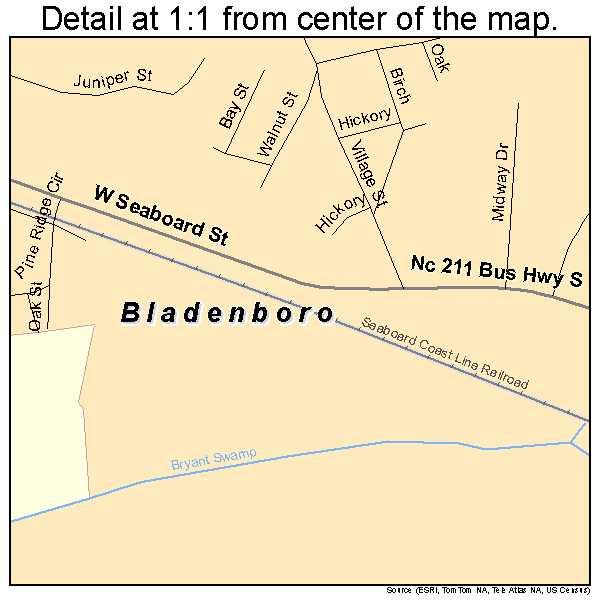 Bladenboro, North Carolina road map detail