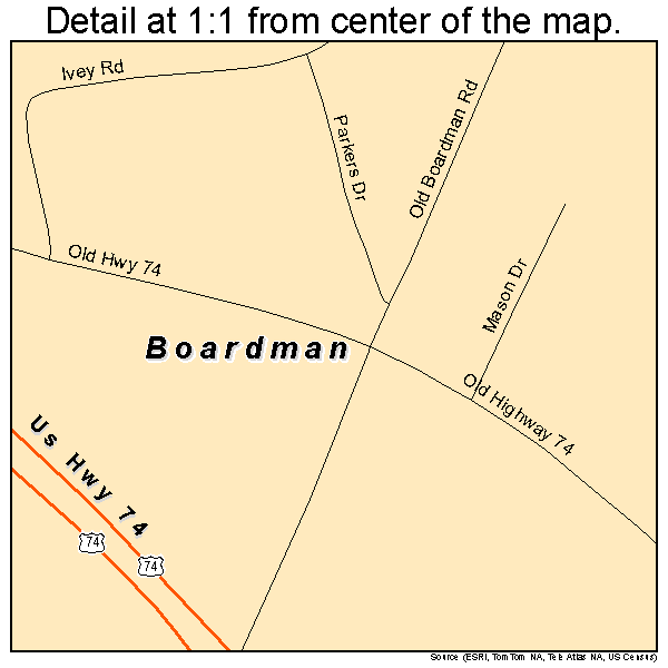 Boardman, North Carolina road map detail