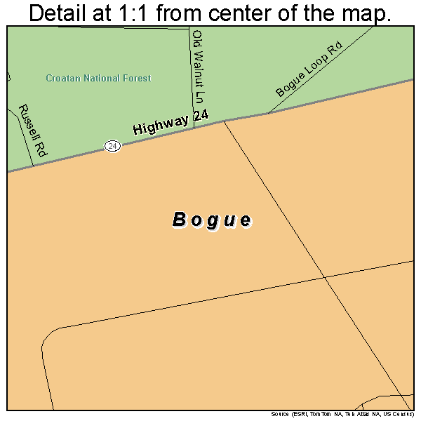 Bogue, North Carolina road map detail