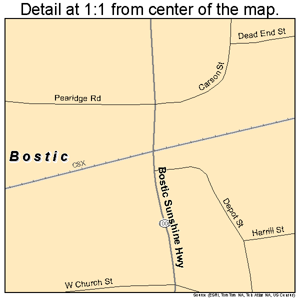 Bostic, North Carolina road map detail