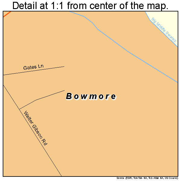 Bowmore, North Carolina road map detail