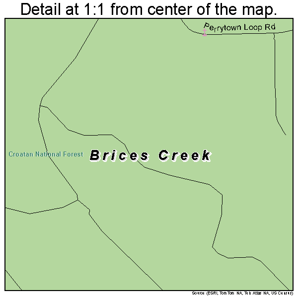 Brices Creek, North Carolina road map detail