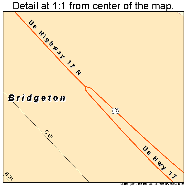 Bridgeton, North Carolina road map detail
