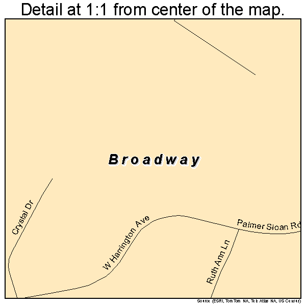 Broadway, North Carolina road map detail