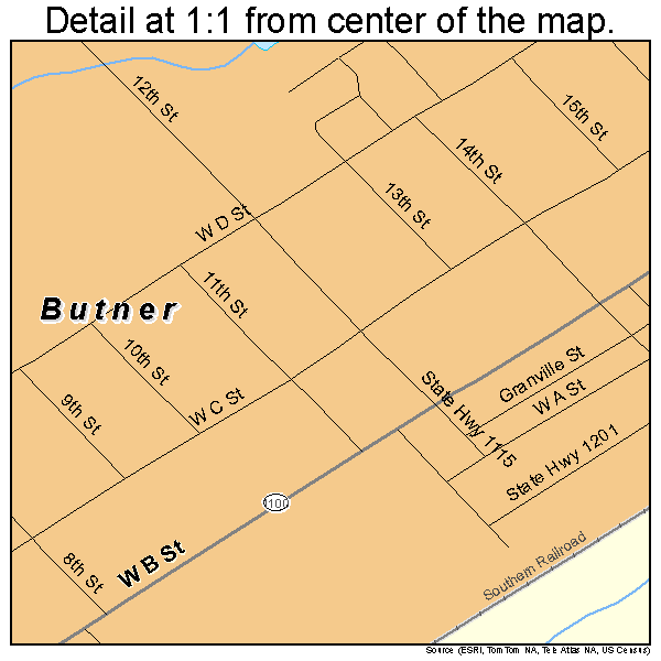 Butner, North Carolina road map detail