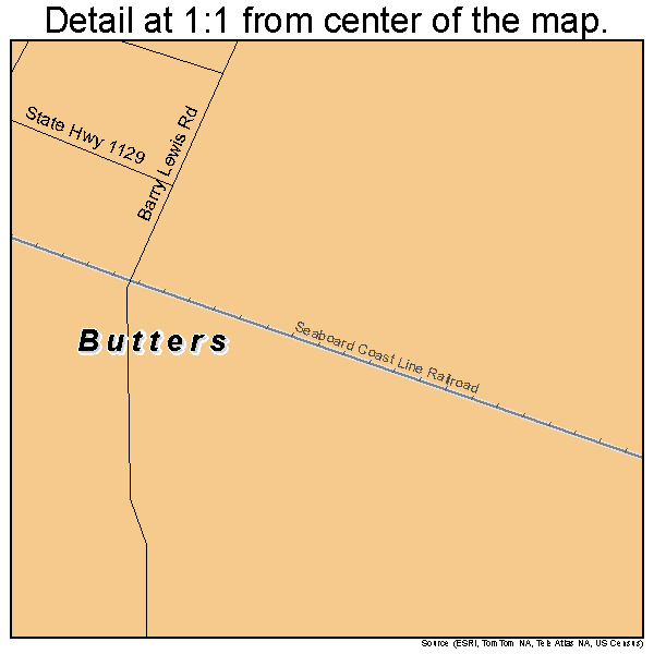 Butters, North Carolina road map detail