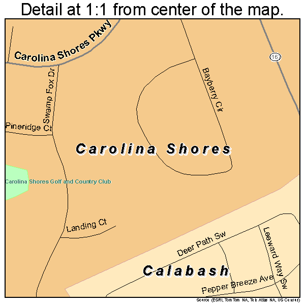 Carolina Shores, North Carolina road map detail