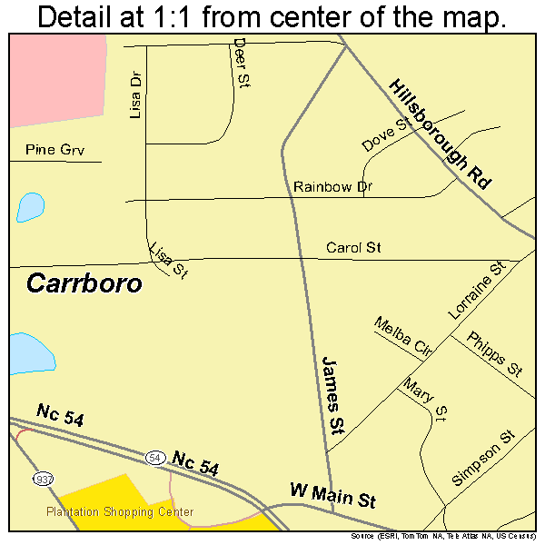Carrboro, North Carolina road map detail