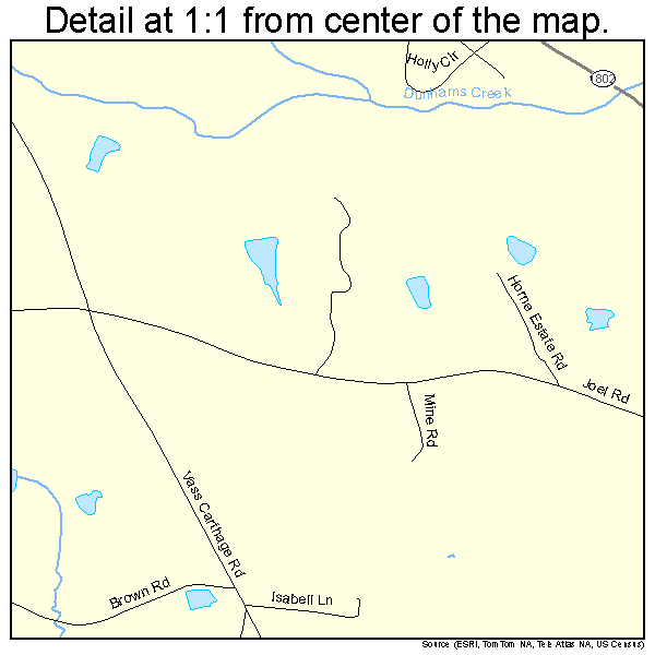 Carthage, North Carolina road map detail