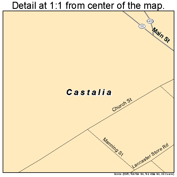 Castalia, North Carolina road map detail