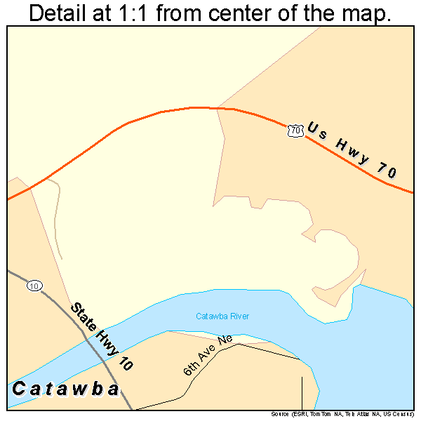 Catawba, North Carolina road map detail