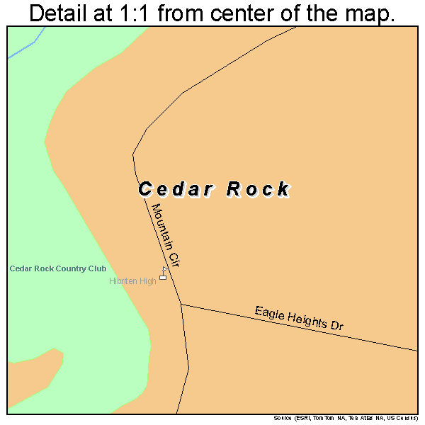 Cedar Rock, North Carolina road map detail