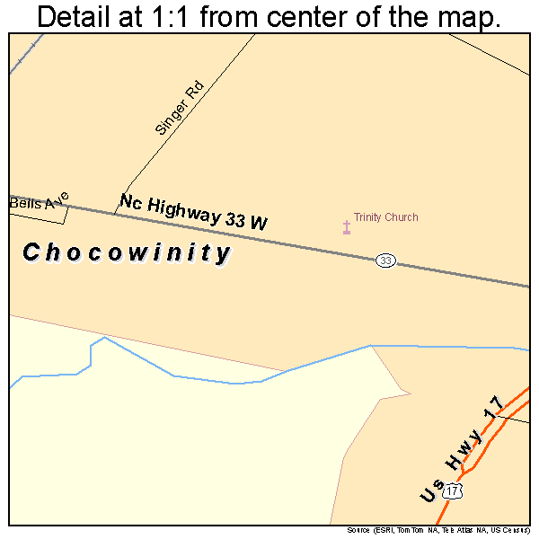 Chocowinity, North Carolina road map detail