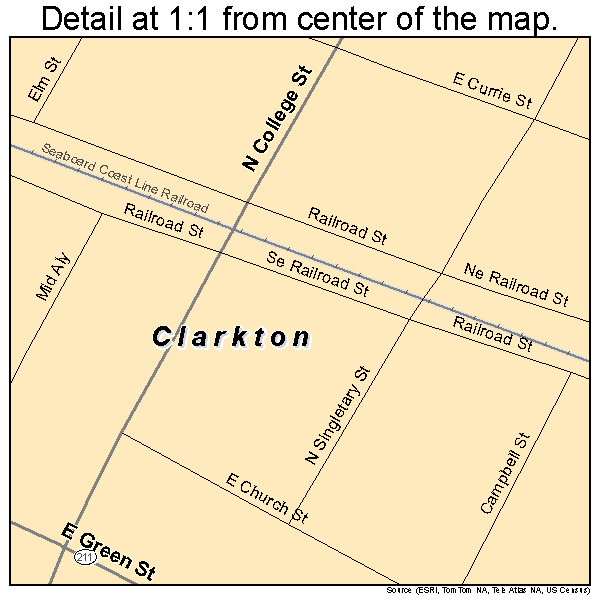 Clarkton, North Carolina road map detail