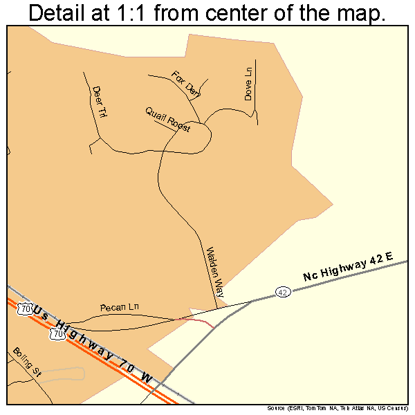 Clayton, North Carolina road map detail