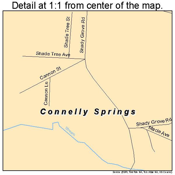 Connelly Springs, North Carolina road map detail