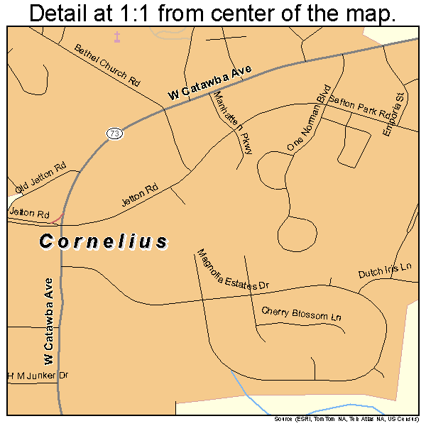Cornelius, North Carolina road map detail
