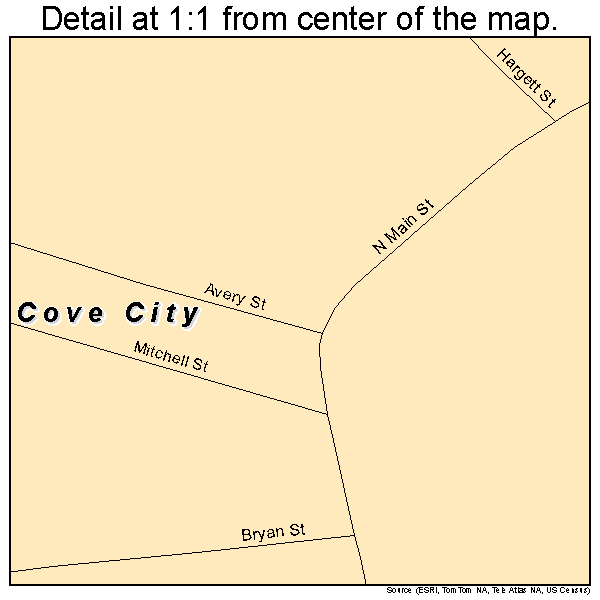 Cove City, North Carolina road map detail