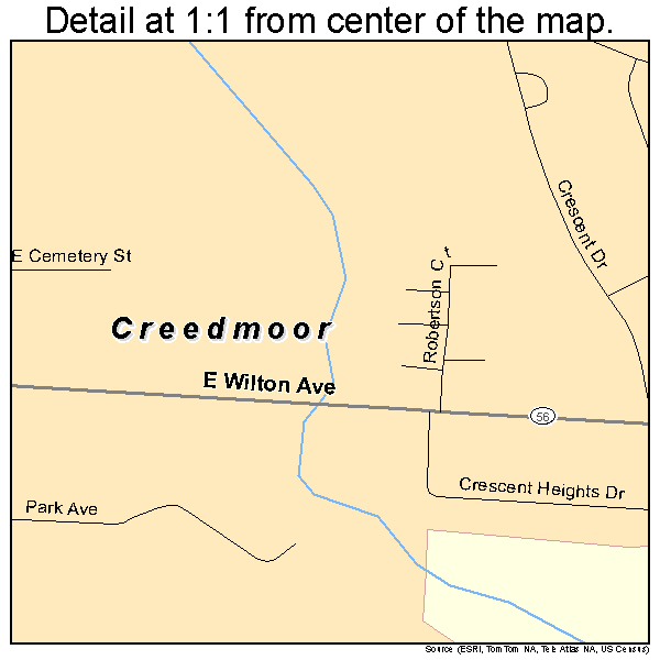 Creedmoor, North Carolina road map detail