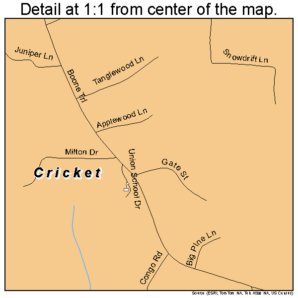Cricket, North Carolina road map detail