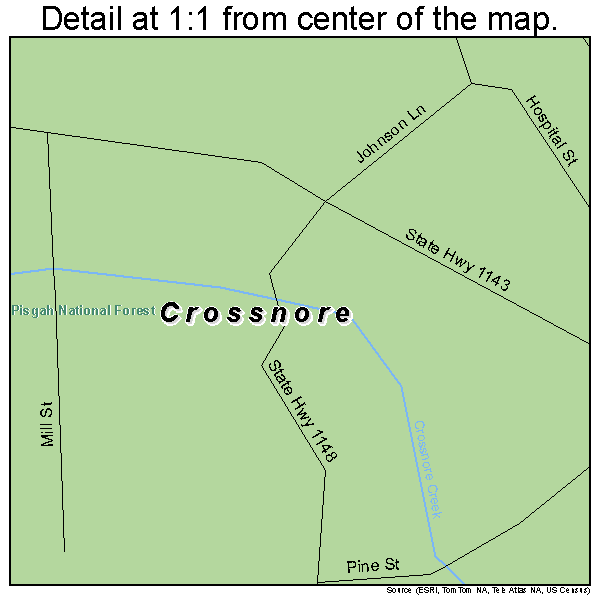 Crossnore, North Carolina road map detail