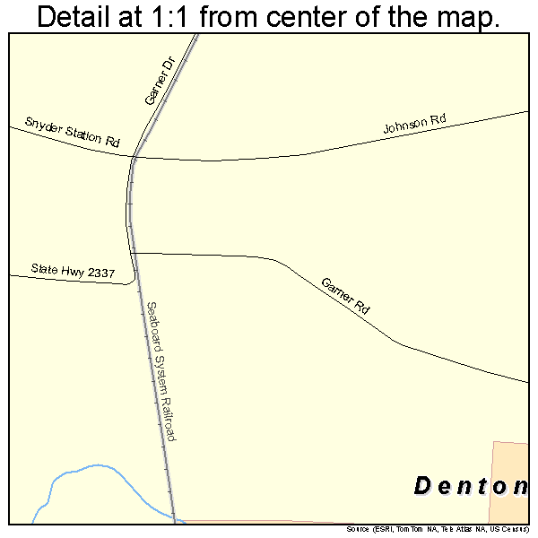 Denton, North Carolina road map detail