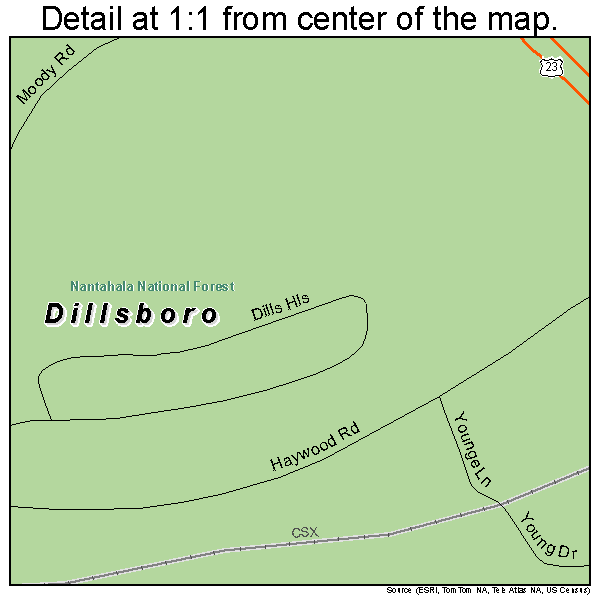 Dillsboro, North Carolina road map detail