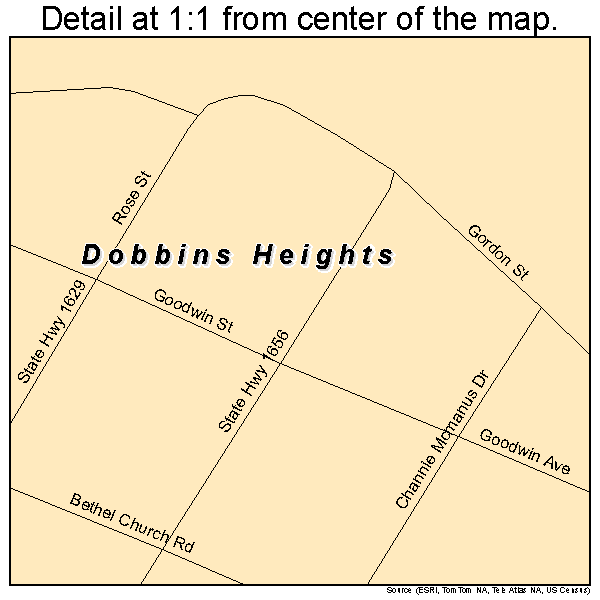 Dobbins Heights, North Carolina road map detail