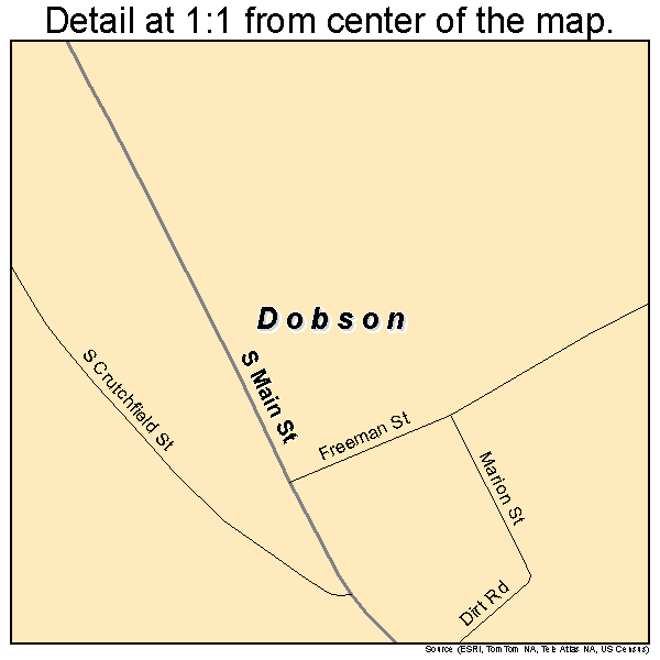 Dobson, North Carolina road map detail